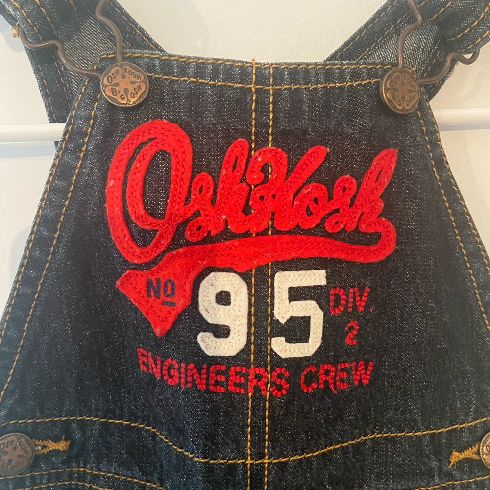 OshKosh Denim Overalls Toddler Sz 12 mo Engineer Crew Red 95 Jeans